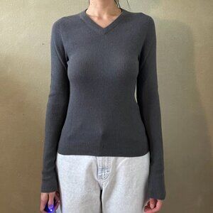 Reformation Vintage 100% Cashmere Rib V-Neck Sweater